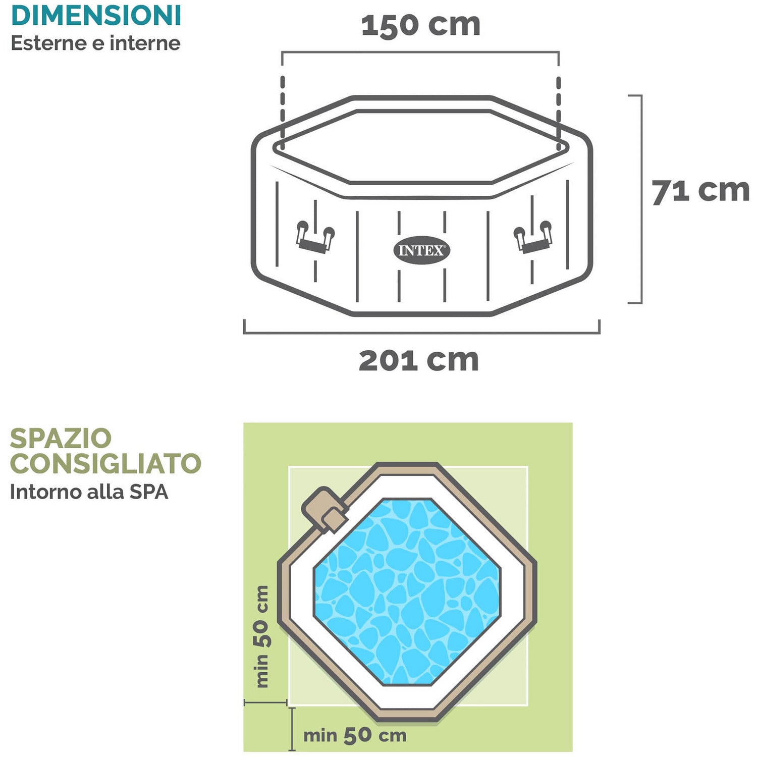 INTEX - PureSpa Bubble Glow Deluxe Idromassaggio Gonfiabile Rotonda da 4 posti colore nero - altezza 71 cm diametro 201 cm